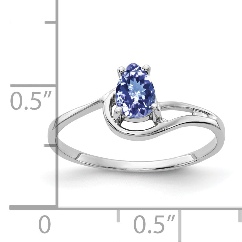 14k White Gold 6x4mm Pear Tanzanite Ring Y4627T