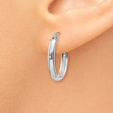 14k White Gold 2.75x18mm Polished Oval Tube Hoop Earrings TF113