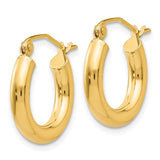 14k 3x16mm Polished Lightweight Tube Hoop Earrings T939L