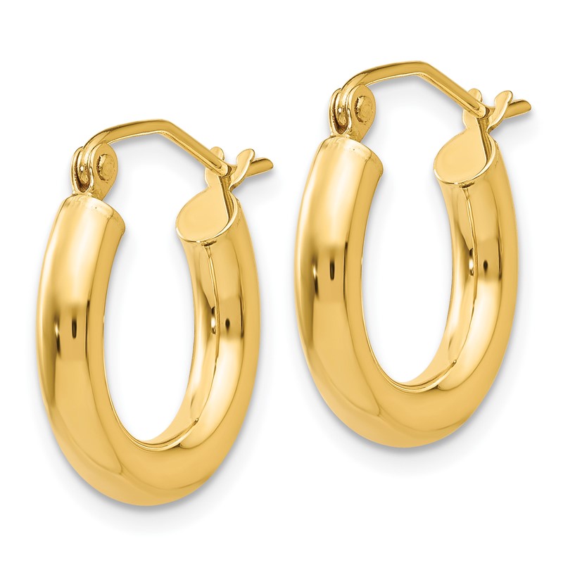 14k 3x16mm Polished Lightweight Tube Hoop Earrings T939L
