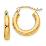 14k 3x16mm Polished Lightweight Tube Hoop Earrings T939L