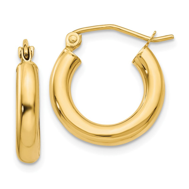 14k 3x16mm Polished Lightweight Tube Hoop Earrings T939L