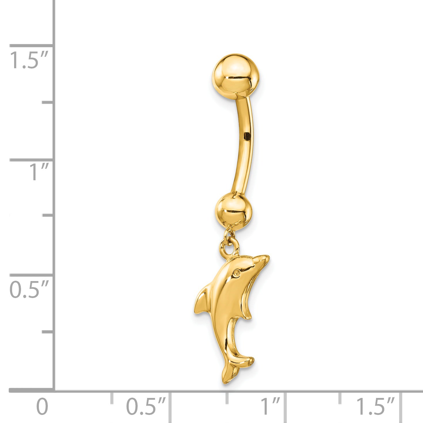 14k 14 Gauge Dolphin Dangle Belly Ring BD144
