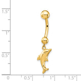 14k 14 Gauge Dolphin Dangle Belly Ring BD144