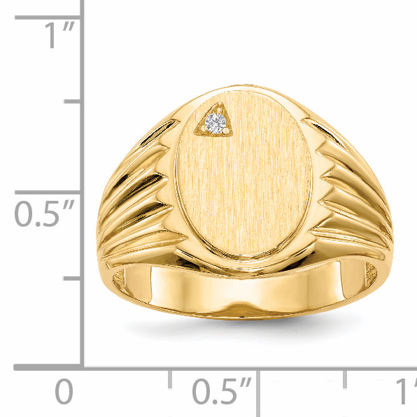 14k .02ct. AA Diamond 10.0x13.5mm Oval Open Back Mens Signet Ring RS178AA