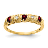 14k 2.75mm Round Garnet and AAA Diamond Twist Ring Y4718GA/AAA