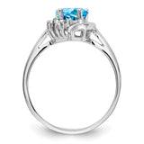 14k White Gold 6mm Heart Blue Topaz and A Diamond Ring Y2234BT/A