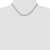 14K White Gold 26 inch 4mm Flat Figaro with Lobster Clasp Chain WFIG100