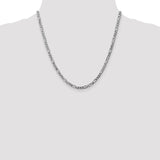 14K White Gold 26 inch 4mm Flat Figaro with Lobster Clasp Chain WFIG100