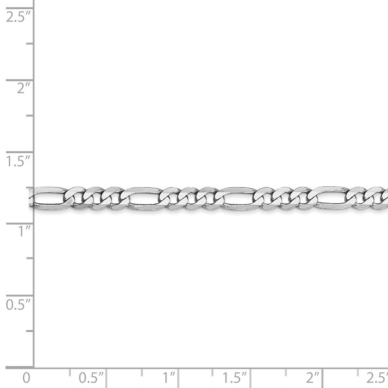 14K White Gold 26 inch 4mm Flat Figaro with Lobster Clasp Chain WFIG100