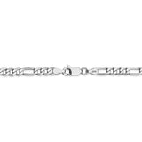 14K White Gold 26 inch 4mm Flat Figaro with Lobster Clasp Chain WFIG100