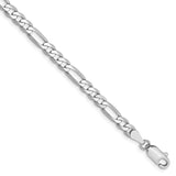 14K White Gold 26 inch 4mm Flat Figaro with Lobster Clasp Chain WFIG100