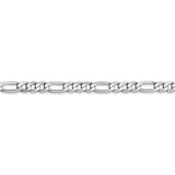 14K White Gold 26 inch 4mm Flat Figaro with Lobster Clasp Chain WFIG100