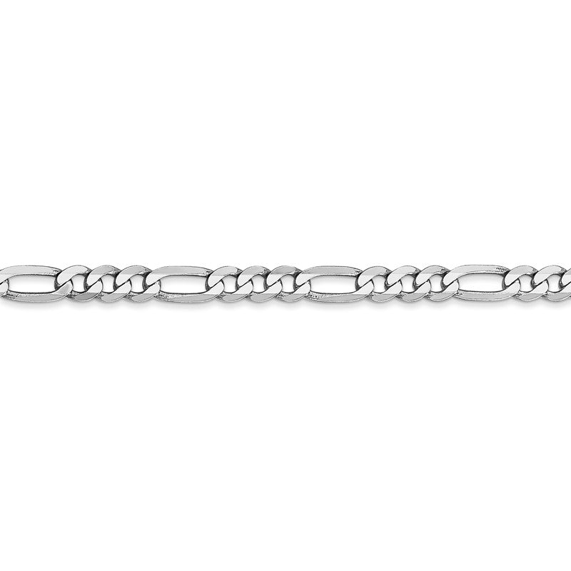 14K White Gold 26 inch 4mm Flat Figaro with Lobster Clasp Chain WFIG100
