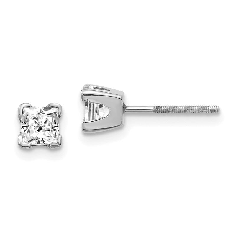 14k White Gold AAA Quality Complete Princess Cut Diamond Earring XWAP5AAA