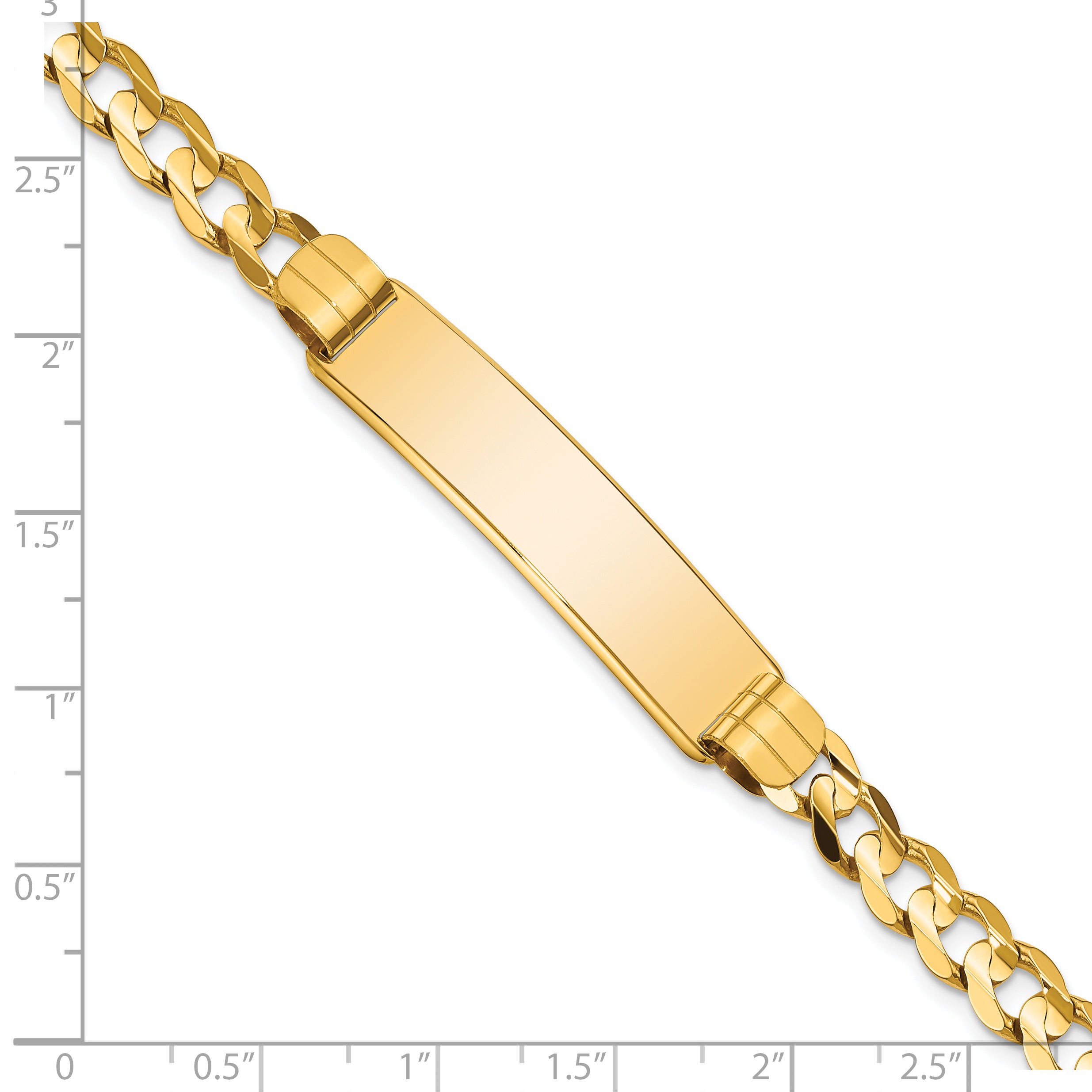 14k Polished Solid Chain/Solid Plate Curb Link 37x9mm Plate 7 inch ID Bracelet LID82