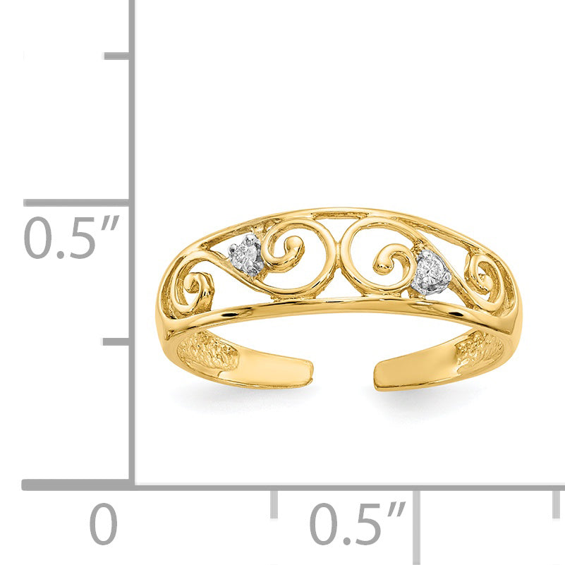 14k .02 carat Diamond Scroll Toe Ring RM5653