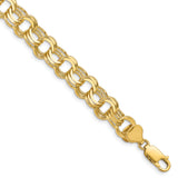 14k 9.5mm Solid Triple Link 7 inch Charm Bracelet TO667