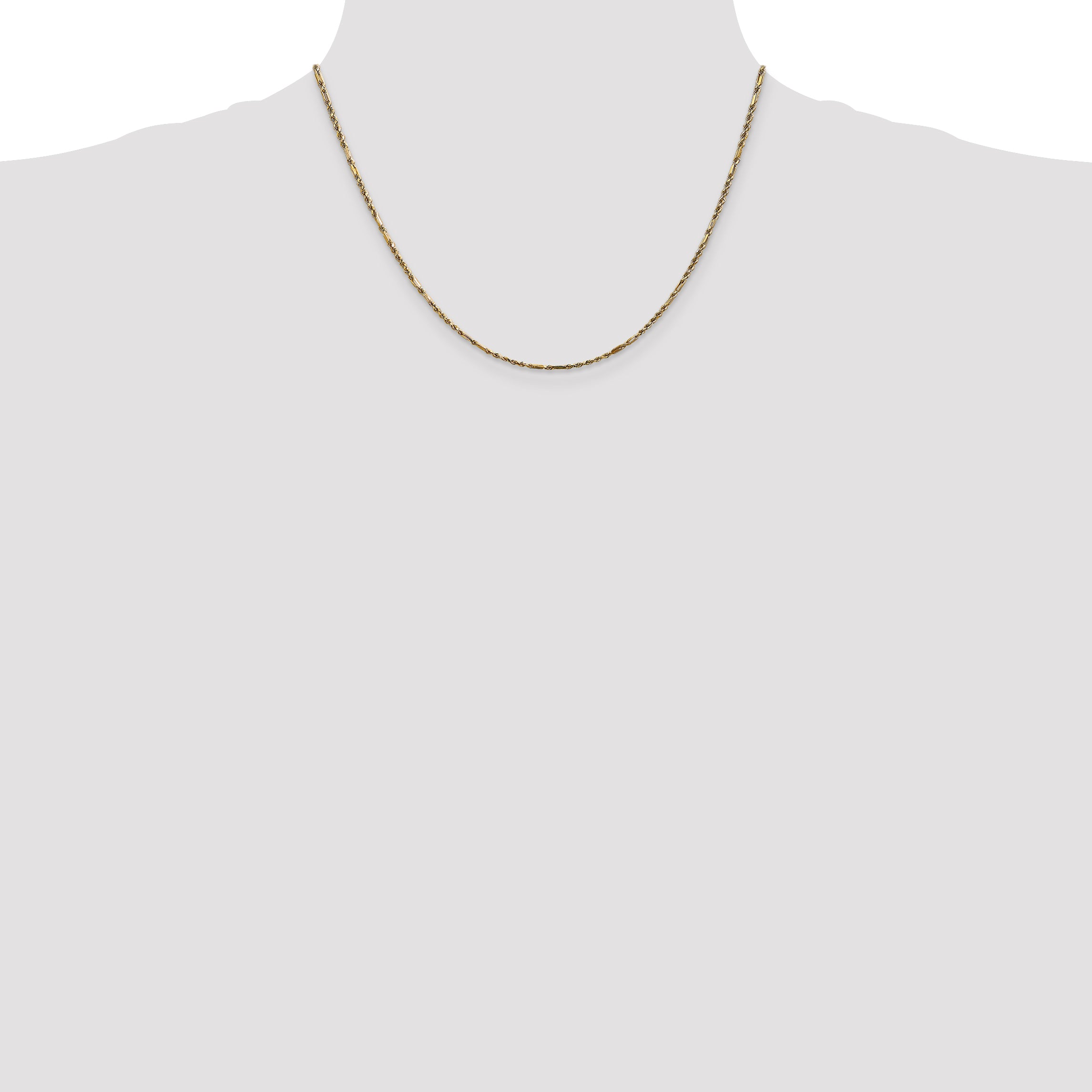 14K 10 inch  1.8mm Diamond-cut Milano Rope with Lobster Clasp Anklet MIL030