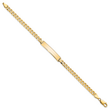 14k Polished Solid Chain/Solid Plate Flat Curb Link 32.5x6.5mm Plate 7 inch ID Bracelet LID74