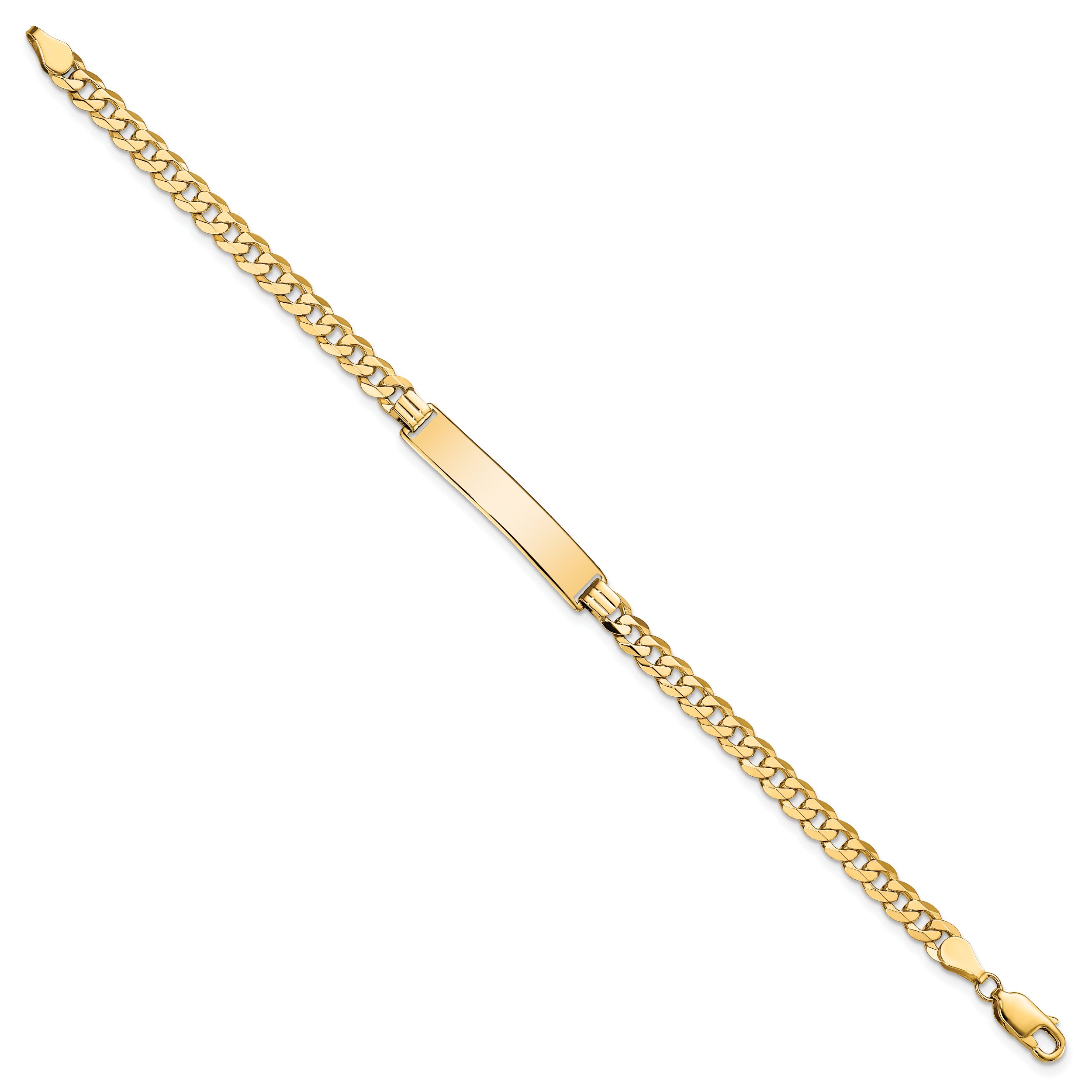 14k Polished Solid Chain/Solid Plate Flat Curb Link 32.5x6.5mm Plate 7 inch ID Bracelet LID74