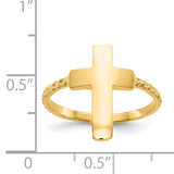 14k Polished and Textured Cross Ring K5740