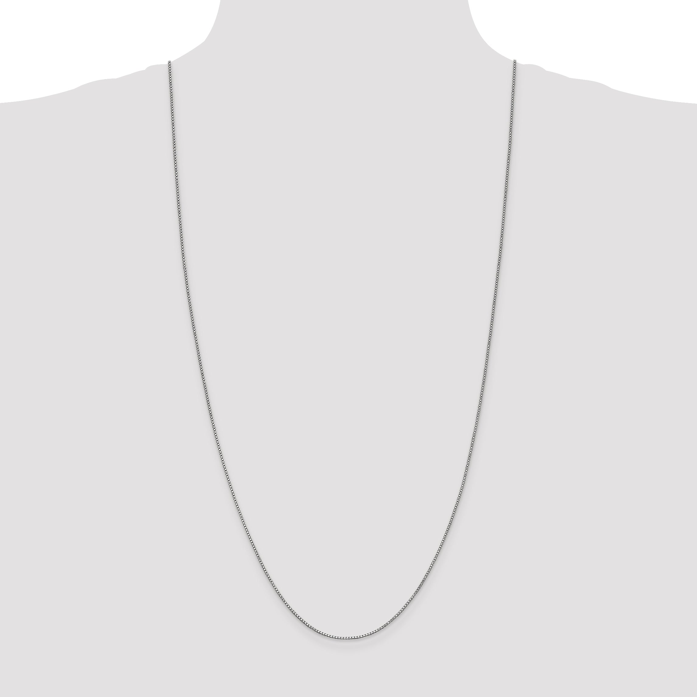 14K White Gold 14 inch 1mm Box with Lobster Clasp Chain WLB100