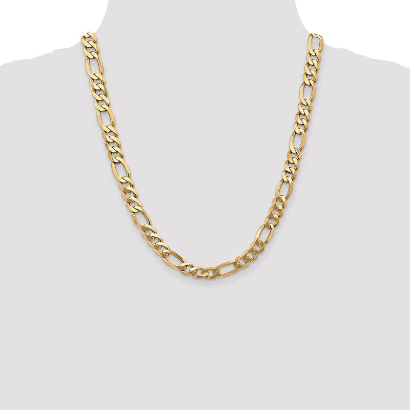 14K 26 inch 8.75mm Flat Figaro with Lobster Clasp Chain FFL220