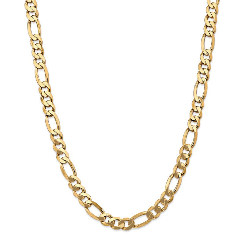 14K 26 inch 8.75mm Flat Figaro with Lobster Clasp Chain FFL220