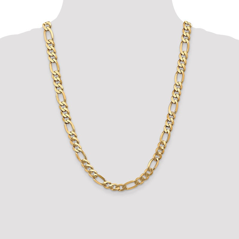 14K 26 inch 8.75mm Flat Figaro with Lobster Clasp Chain FFL220