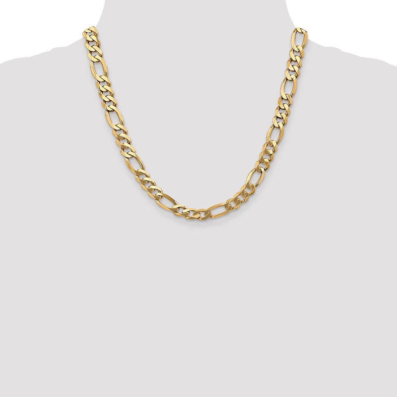 14K 26 inch 8.75mm Flat Figaro with Lobster Clasp Chain FFL220
