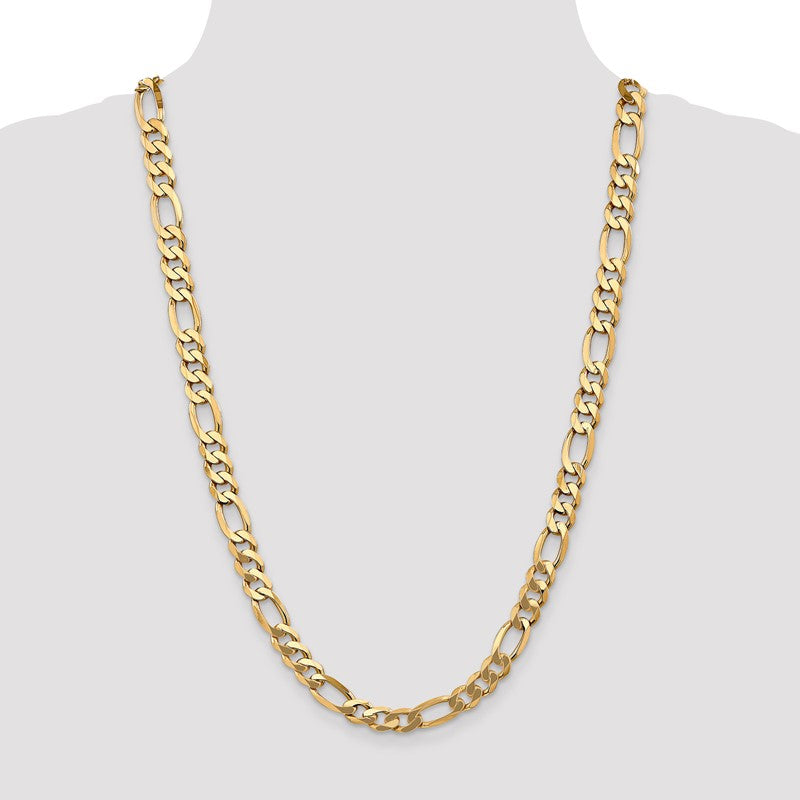 14K 26 inch 8.75mm Flat Figaro with Lobster Clasp Chain FFL220