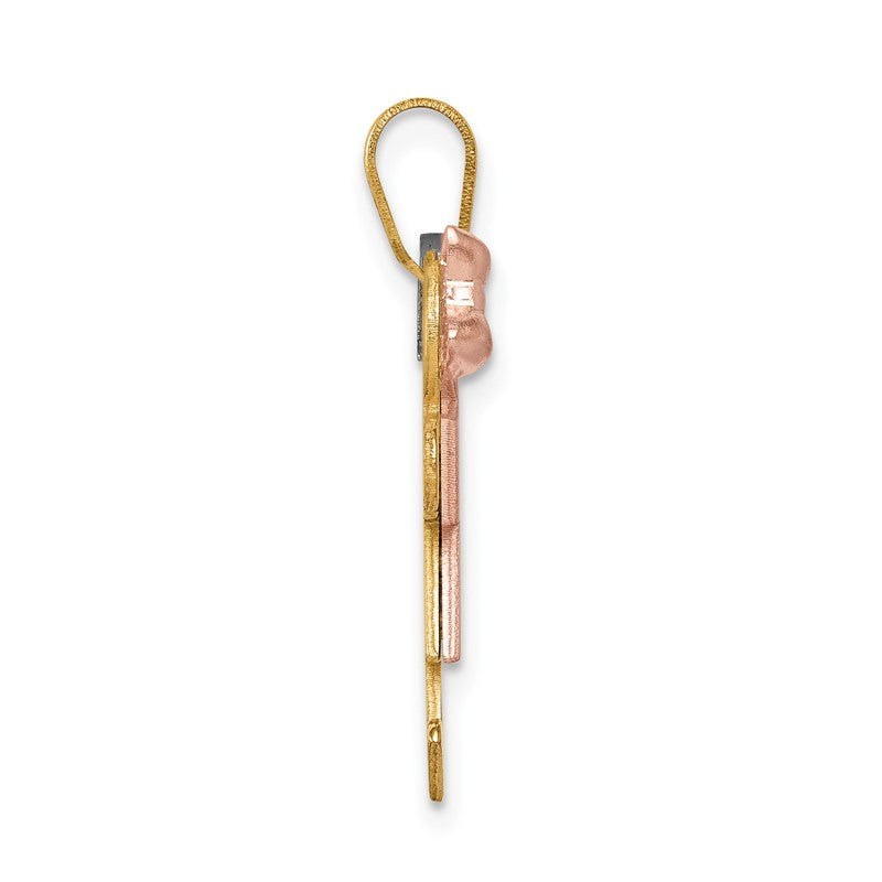 14k Tri-color The Kids Small Girl on Left and Boy on Right Engravable Kiss Charm XK424