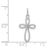 14k White Gold Polished Small Ribbon Cross Pendant XR1452