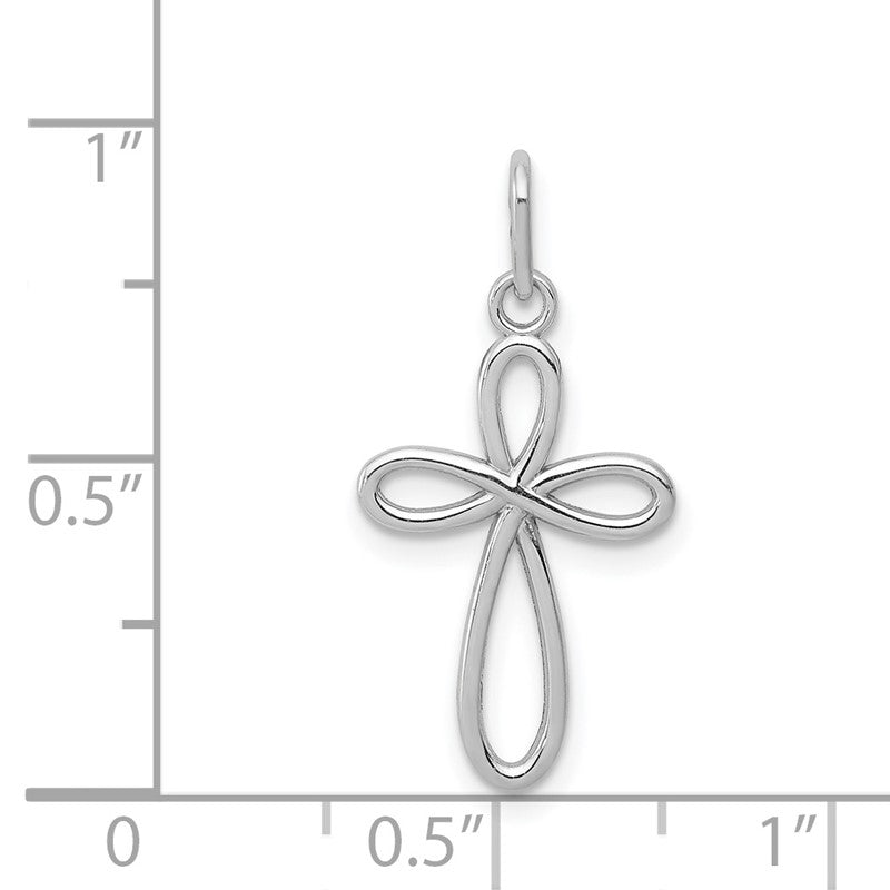 14k White Gold Polished Small Ribbon Cross Pendant XR1452