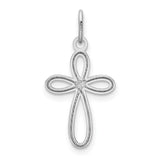14k White Gold Polished Small Ribbon Cross Pendant XR1452