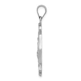 14k White Gold Polished and Satin Hollow St Florian Badge F.D. Medal Pendant XR1316