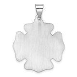 14k White Gold Polished and Satin Hollow St Florian Badge F.D. Medal Pendant XR1316