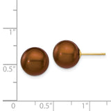 14k 10-11mm Brown Round Freshwater Cultured Pearl Stud Post Earrings X100PC