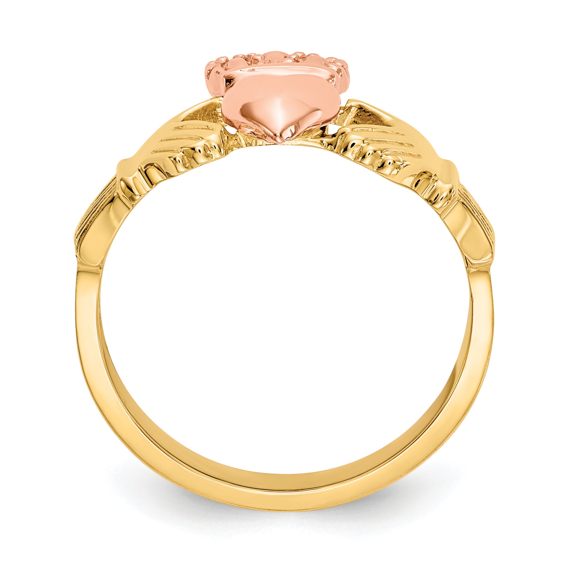 14k Two-tone Polished Claddagh Ring D100