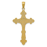 14K Polished Textured INRI Crucifix Fleur de Lis Pendant K5571