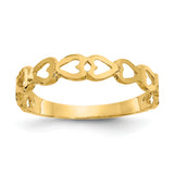 14k Polished Hearts Ring D112