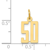 14k Small Elongated Number 50 Charm LES50