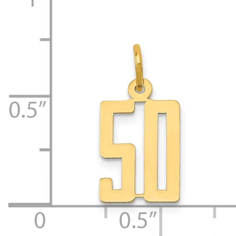 14k Small Elongated Number 50 Charm LES50