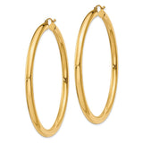 14K 4x60mm Polished Lightweight Tube Hoop Earrings T954L