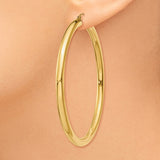 14K 4x60mm Polished Lightweight Tube Hoop Earrings T954L
