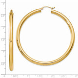 14K 4x60mm Polished Lightweight Tube Hoop Earrings T954L