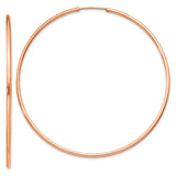 14k Rose Gold 1.5x57mm Polished Endless Tube Hoop Earrings TF1436