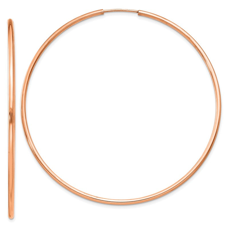 14k Rose Gold 1.5x57mm Polished Endless Tube Hoop Earrings TF1436