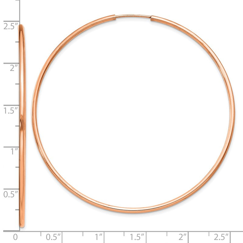 14k Rose Gold 1.5x57mm Polished Endless Tube Hoop Earrings TF1436